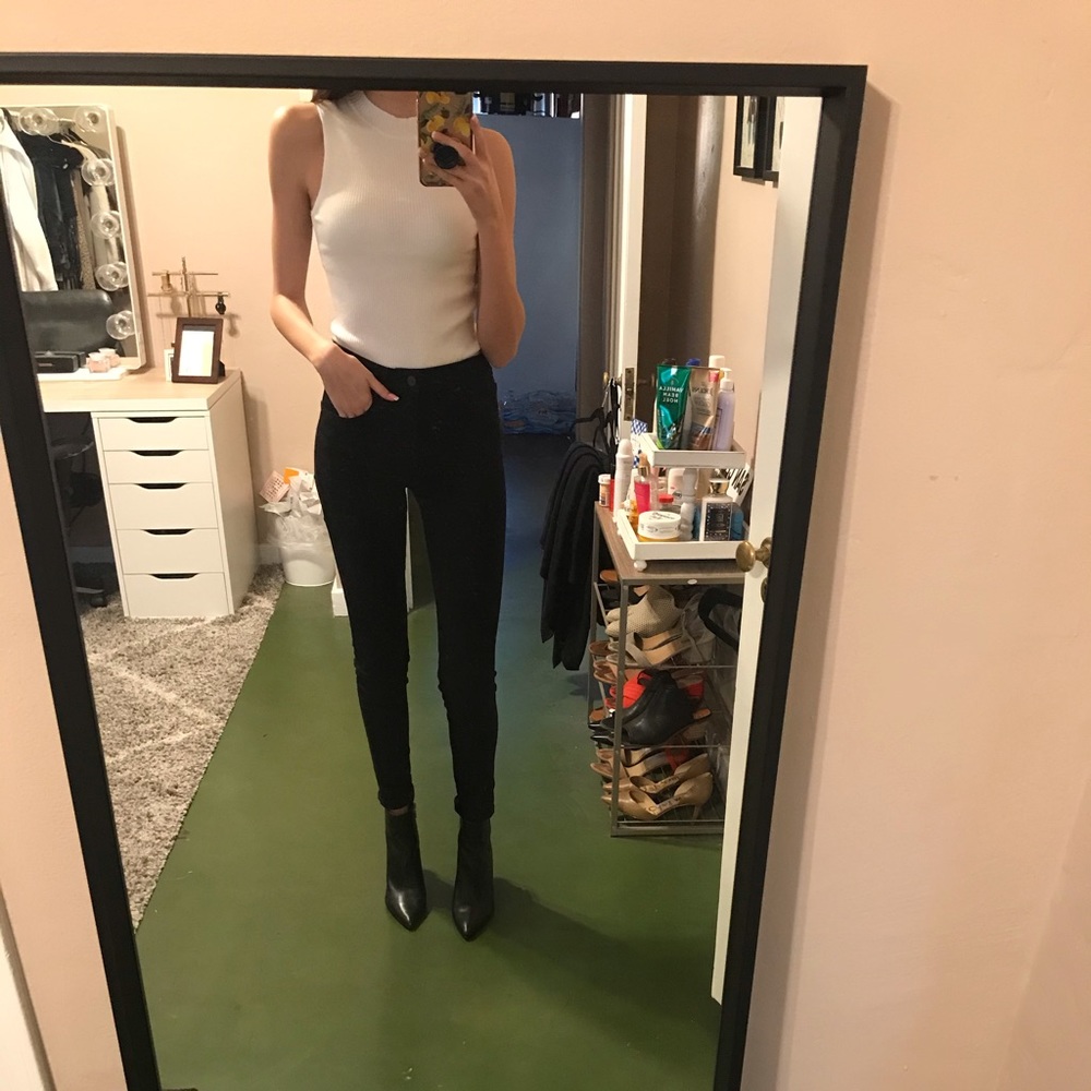 Cream Sleeveless Mock-Neck Blouse